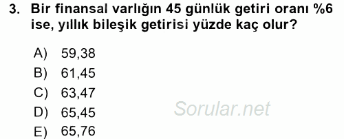 Portföy Yönetimi 2015 - 2016 Dönem Sonu Sınavı 3.Soru