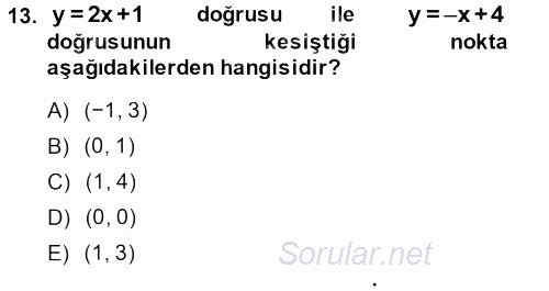 Matematik 1 2014 - 2015 Ara Sınavı 13.Soru