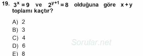 Matematik 1 2014 - 2015 Ara Sınavı 19.Soru