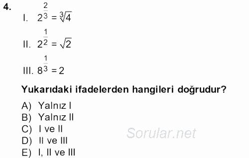 Matematik 1 2014 - 2015 Ara Sınavı 4.Soru