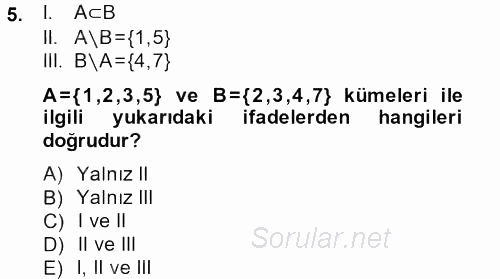 Matematik 1 2014 - 2015 Ara Sınavı 5.Soru