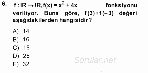 Matematik 1 2014 - 2015 Ara Sınavı 6.Soru