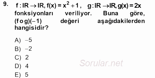 Matematik 1 2014 - 2015 Ara Sınavı 9.Soru