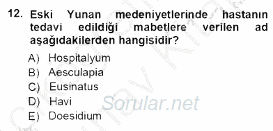 Tıbbi Dokümantasyon 2012 - 2013 Ara Sınavı 12.Soru