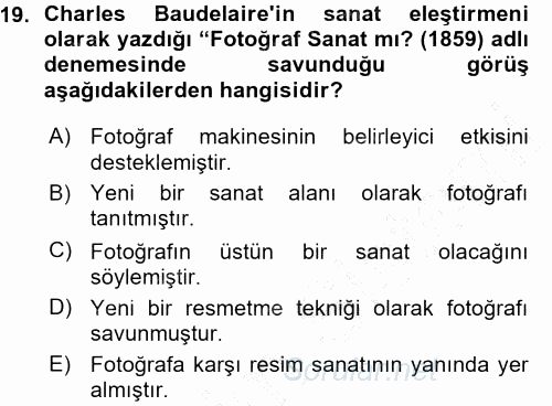 Fotoğraf Kültürü 2015 - 2016 Ara Sınavı 19.Soru