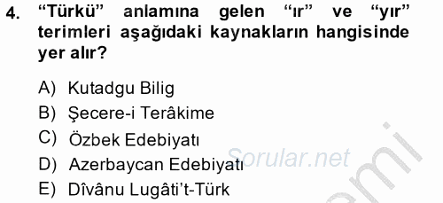Halk Edebiyatına Giriş 2 2014 - 2015 Ara Sınavı 4.Soru