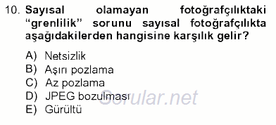 Sayısal Fotoğrafa Giriş 2012 - 2013 Ara Sınavı 10.Soru