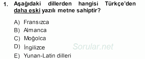 Çağdaş Türk Yazı Dilleri 1 2013 - 2014 Ara Sınavı 1.Soru