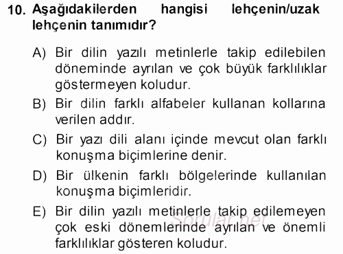 Çağdaş Türk Yazı Dilleri 1 2013 - 2014 Ara Sınavı 10.Soru