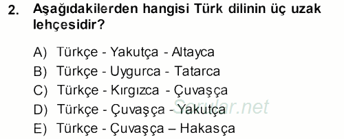 Çağdaş Türk Yazı Dilleri 1 2013 - 2014 Ara Sınavı 2.Soru