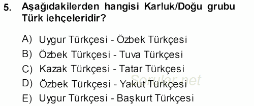 Çağdaş Türk Yazı Dilleri 1 2013 - 2014 Ara Sınavı 5.Soru