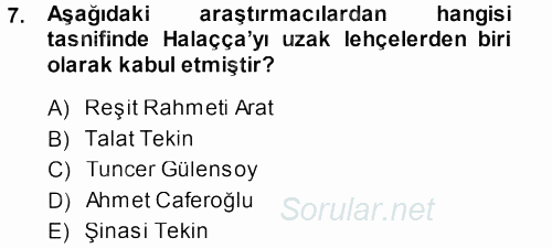 Çağdaş Türk Yazı Dilleri 1 2013 - 2014 Ara Sınavı 7.Soru
