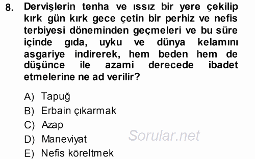 XVI. Yüzyıl Türk Edebiyatı 2014 - 2015 Ara Sınavı 8.Soru