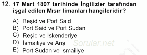 Osmanlı Tarihi (1789-1876) 2012 - 2013 Ara Sınavı 12.Soru