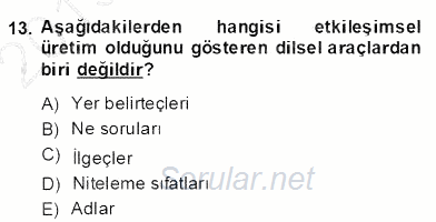 Genel Dilbilim 2 2013 - 2014 Dönem Sonu Sınavı 13.Soru