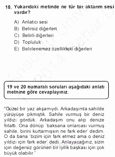 Genel Dilbilim 2 2013 - 2014 Dönem Sonu Sınavı 18.Soru