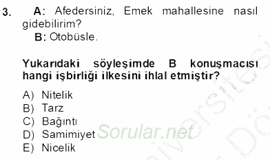 Genel Dilbilim 2 2013 - 2014 Dönem Sonu Sınavı 3.Soru