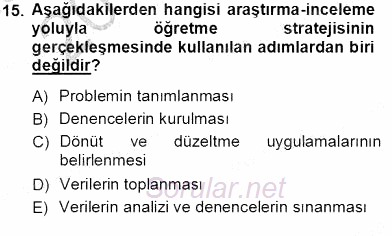 Öğretim İlke Ve Yöntemleri 2012 - 2013 Ara Sınavı 15.Soru