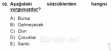 Türkçe Sözlü Anlatım 2014 - 2015 Dönem Sonu Sınavı 10.Soru