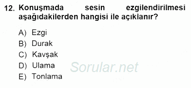 Türkçe Sözlü Anlatım 2014 - 2015 Dönem Sonu Sınavı 12.Soru