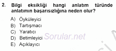 Türkçe Sözlü Anlatım 2014 - 2015 Dönem Sonu Sınavı 2.Soru