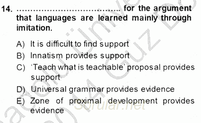 Dil Edinimi 2013 - 2014 Dönem Sonu Sınavı 14.Soru