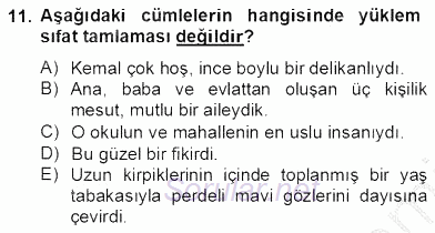 Türkçe Cümle Bilgisi 2 2012 - 2013 Dönem Sonu Sınavı 11.Soru
