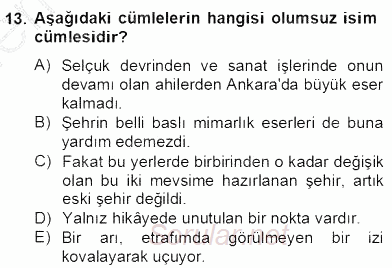 Türkçe Cümle Bilgisi 2 2012 - 2013 Dönem Sonu Sınavı 13.Soru