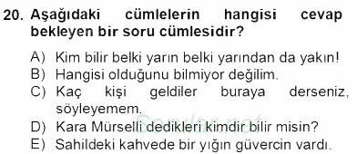 Türkçe Cümle Bilgisi 2 2012 - 2013 Dönem Sonu Sınavı 20.Soru