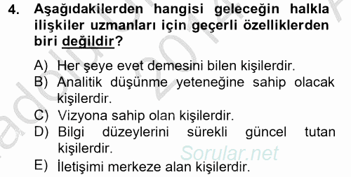 Halkla İlişkiler Yazarlığı 2014 - 2015 Ara Sınavı 4.Soru
