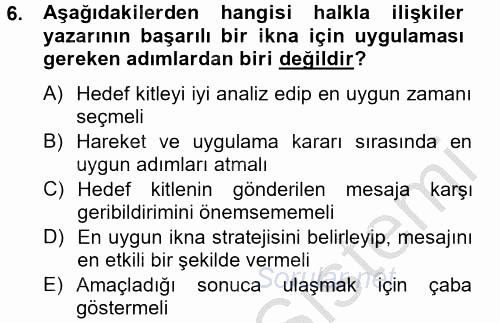 Halkla İlişkiler Yazarlığı 2014 - 2015 Ara Sınavı 6.Soru