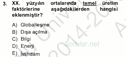 İktisada Giriş 2 2014 - 2015 Ara Sınavı 3.Soru