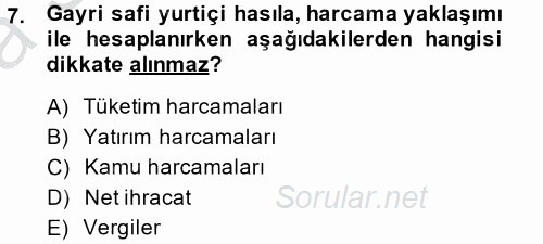 İktisada Giriş 2 2014 - 2015 Ara Sınavı 7.Soru