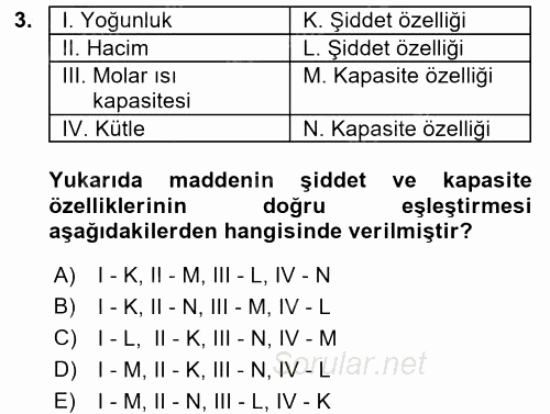 Genel Kimya 1 2017 - 2018 Ara Sınavı 3.Soru