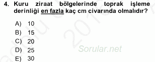 Tarla Bitkileri 1 2016 - 2017 Ara Sınavı 4.Soru