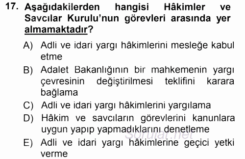 Türk Anayasa Hukuku 2013 - 2014 Tek Ders Sınavı 17.Soru