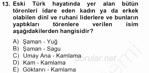 Halk Edebiyatına Giriş 2 2012 - 2013 Ara Sınavı 13.Soru
