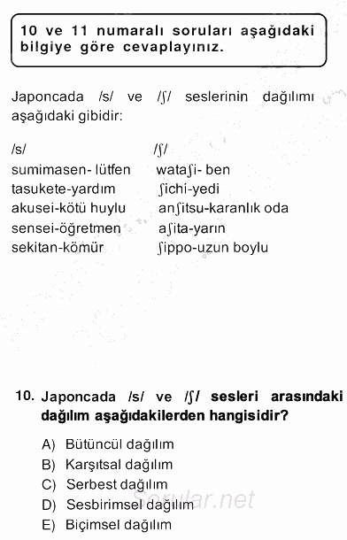 Genel Dilbilim 2 2013 - 2014 Ara Sınavı 10.Soru