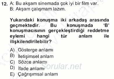 Genel Dilbilim 2 2013 - 2014 Ara Sınavı 12.Soru