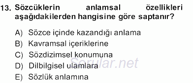 Genel Dilbilim 2 2013 - 2014 Ara Sınavı 13.Soru