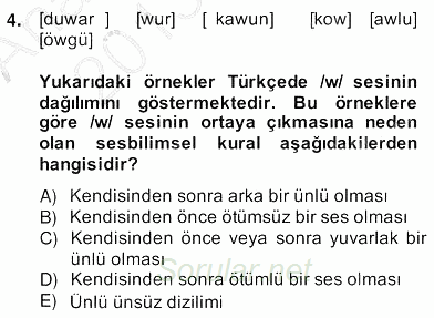 Genel Dilbilim 2 2013 - 2014 Ara Sınavı 4.Soru