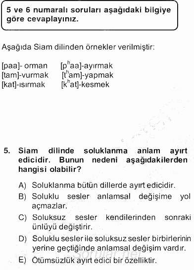 Genel Dilbilim 2 2013 - 2014 Ara Sınavı 5.Soru