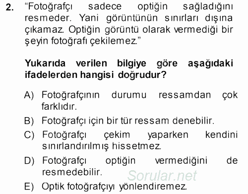 Fotoğraf Kültürü 2013 - 2014 Ara Sınavı 2.Soru