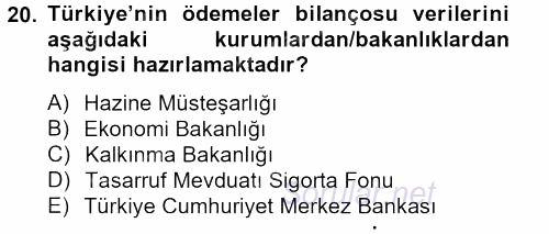 Türkiye Ekonomisi 2012 - 2013 Dönem Sonu Sınavı 20.Soru