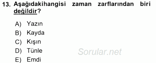 XI-XIII. Yüzyıllar Türk Dili 2017 - 2018 Ara Sınavı 13.Soru