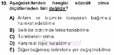 Genel Dilbilim 1 2013 - 2014 Ara Sınavı 10.Soru