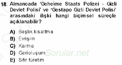 Genel Dilbilim 1 2013 - 2014 Ara Sınavı 18.Soru