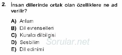 Genel Dilbilim 1 2013 - 2014 Ara Sınavı 2.Soru