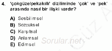 Genel Dilbilim 1 2013 - 2014 Ara Sınavı 4.Soru