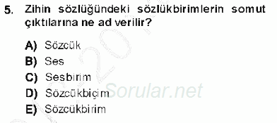 Genel Dilbilim 1 2013 - 2014 Ara Sınavı 5.Soru
